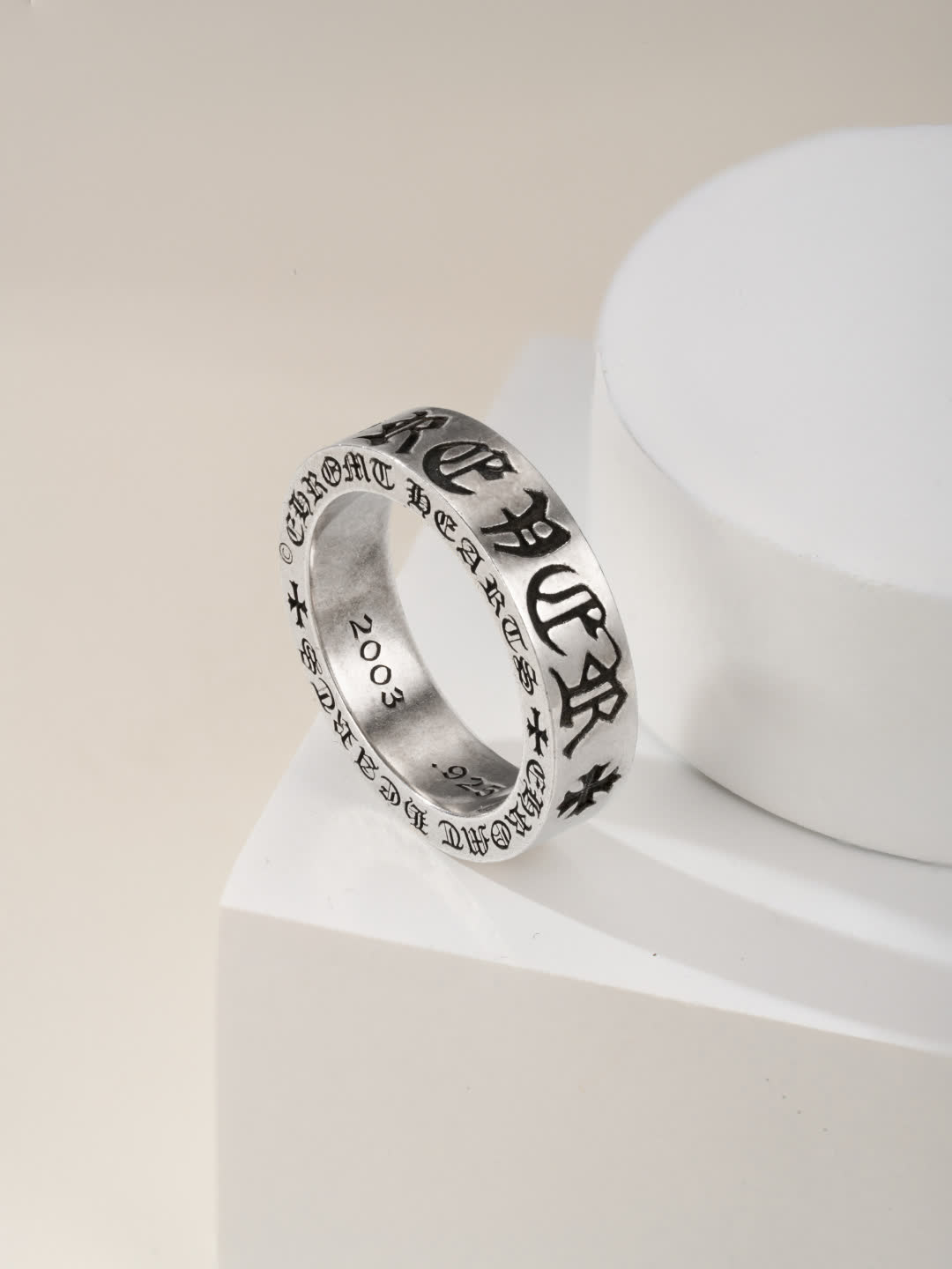 Chrome Hearts Silver Ring with 'GOD IS LOVE' Engraving
